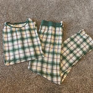 Little Sleepies Plaid Green and White Pajama Set